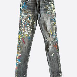 Amiri Grey Distressed Painter Jeans